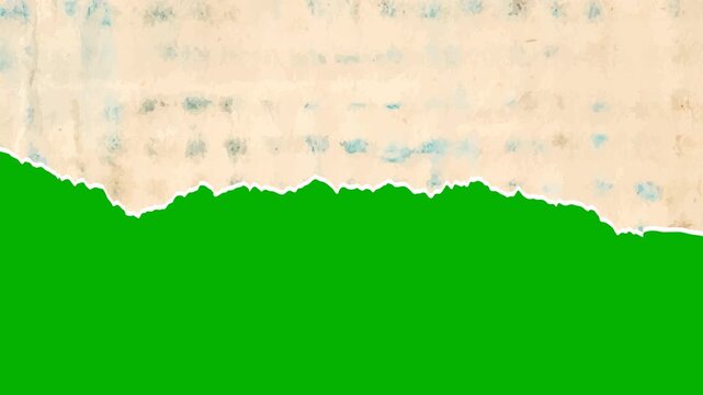 Smooth and realistic paper tear reveal transition with clean edges. Paper torn animation transition effect and paper tear animation green screen.