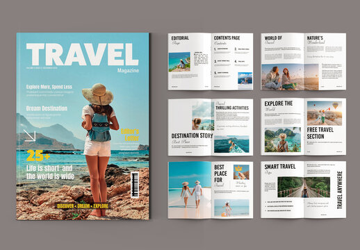Modern Travel Magazine Layout with Editorial Destination
