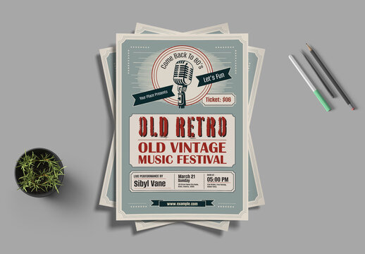 Old Retro Vintage Music Festival Flyer Design