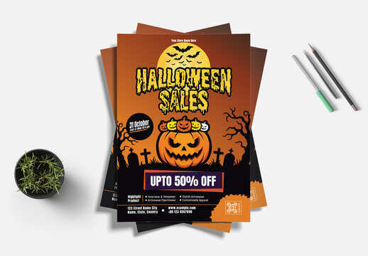 Spooky Halloween Sales Flyer Design