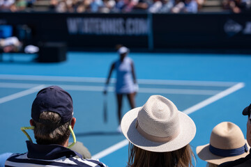 Fototapeta premium female Professional athlete Tennis player playing on a court in a tennis tournament in summer in australia