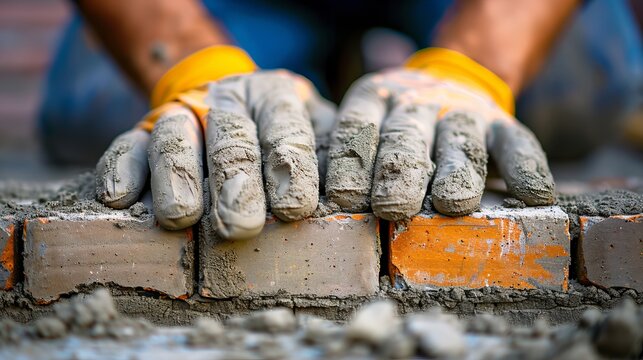 Expert Bricklayer Skillfully Constructing Durable Walls with Precision and Attention to Detail