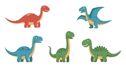Obraz premium Colorful cartoon dinosaurs standing together 1.