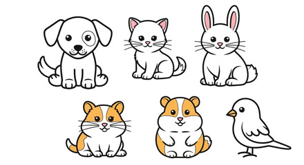 Naklejka premium Cute cartoon animals sitting together.
