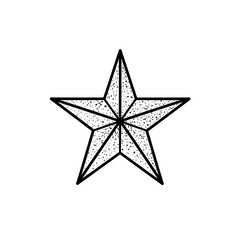 Obraz premium Black and white illustration of a five-pointed star with a textured fill
