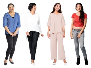 Obraz premium Diverse women fashion styles isolated element set