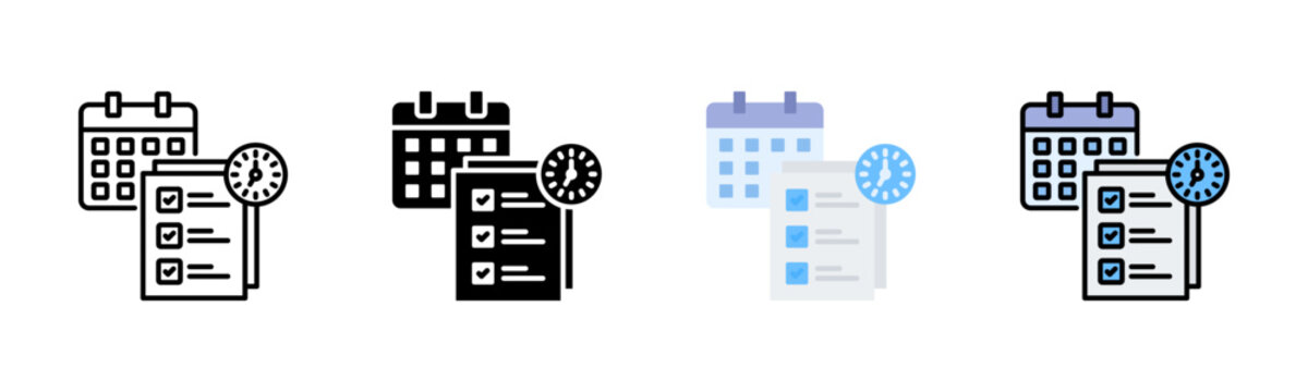 Smart Schedulling icon set multiple style collection