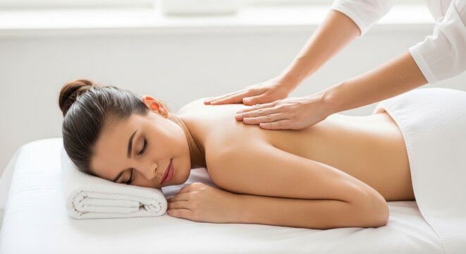Relaxing Back Massage - A Woman Enjoying Therapeutic Touch and Wellness.