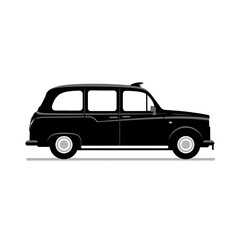 Obraz premium Black classic London taxi silhouette side view on gray shadow
