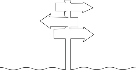 Black and white signpost with three directional arrows © Design LL
