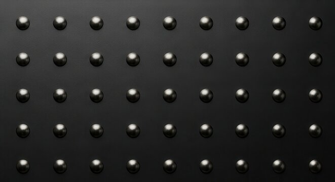 Dark textured surface with evenly spaced metallic studs industrial