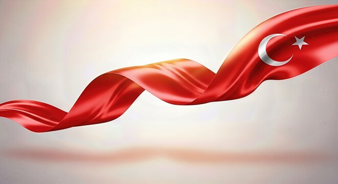 Turkey National Flag Ribbon Wave Vector Illustration &ndash; Isolated Background