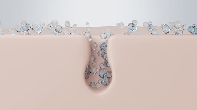 Deep pore cleansing removing blackheads and impurities with foam 3D animation