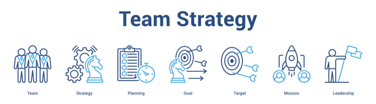 Team Strategy web banner icon set vector illustration concept for business with icon of Team, Strategy, Planning, Goal, Targ.
