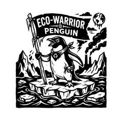 Obraz premium icon featuring a penguin representing environmental protection and climate change awareness. Perfect for eco-friendly branding, global warming campaigns, and conservation projects. 