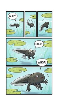 amphibian tadpole transforming into frog.