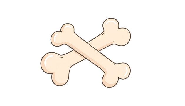Cartoon illustration of two beige crossed bones on a white background