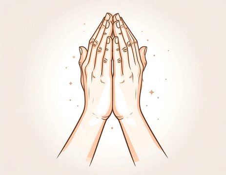 Cartoon illustration of two hands held together in prayer position