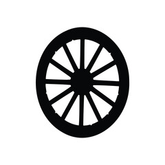 Fototapeta premium Old car wheel silhouette vector flat design on white background. 