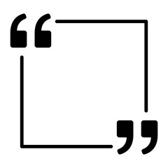 Obraz premium Linear quote icon in a square frame. Minimalist symbol for testimonials, citations, and direct speech. Vector illustration.