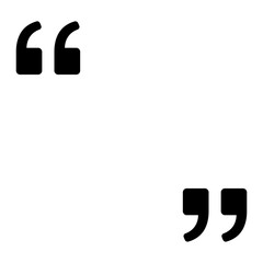 Obraz premium Graphic quotation marks icon with black fill. Minimalist symbol for visual highlighting of direct speech, testimonials, and text fragments. Vector illustration.