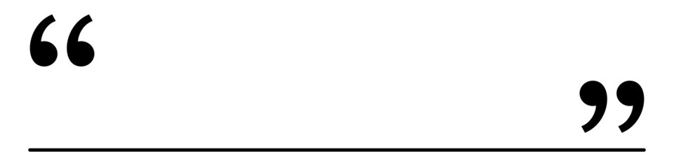 Obraz premium Graphic element with quotation marks and an underline. Minimalist template for text highlighting. Vector illustration.