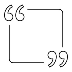 Obraz premium Linear quote frame icon. Minimalist template for testimonials, citations, and direct speech. Vector illustration.