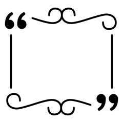 Obraz premium Decorative linear quote frame with vignettes. Minimalist template for classic testimonial and direct speech formatting. Vector illustration.