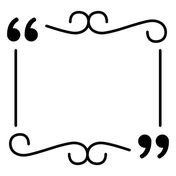 Decorative linear quote frame with vignettes. Minimalist template for classic testimonial and direct speech formatting. Vector illustration.