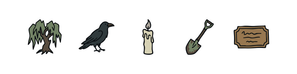 Obraz premium Halloween and spooky imagery, including crow and candle