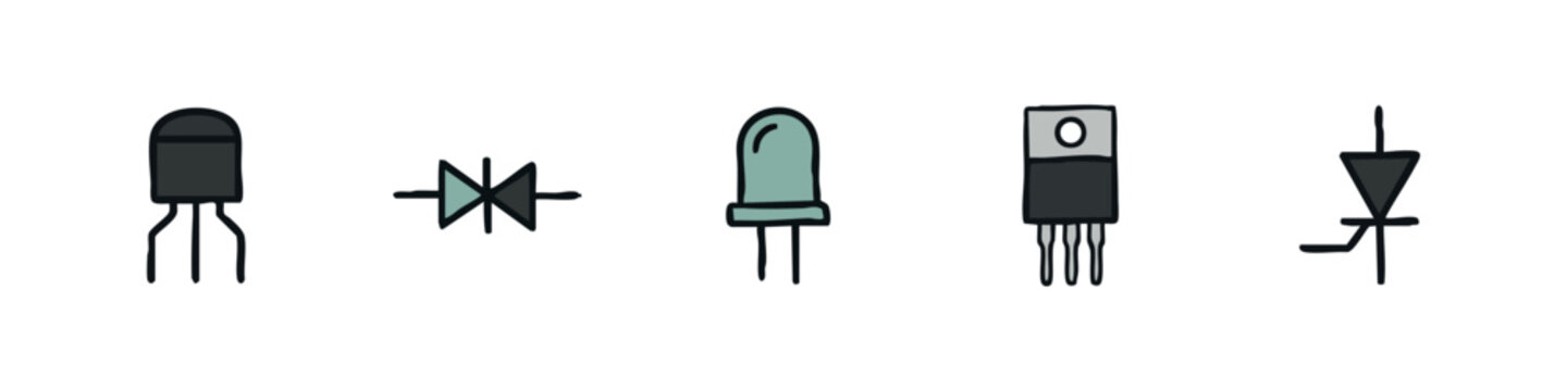 Hand Drawn Electronic Components and Circuitry Icons