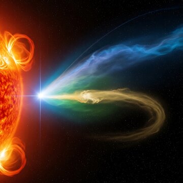 Solar flare with coronal mass ejection.