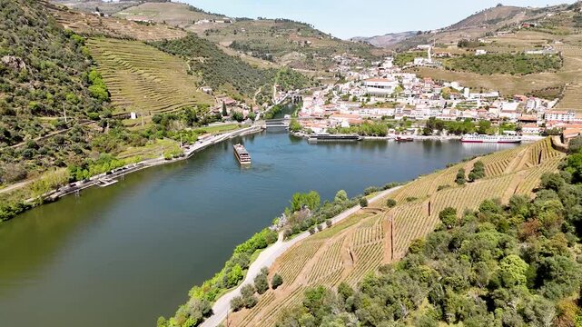 Aerial view of pinhao and the douro river valley