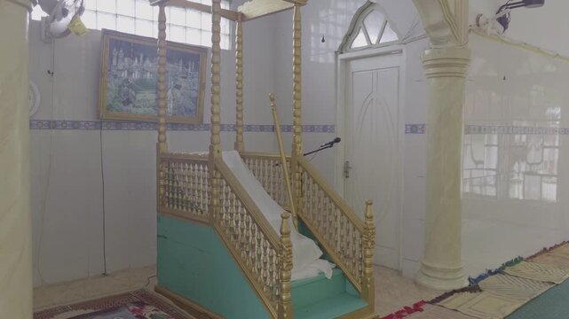 Mosque pulpit interior detail for sermon in Ngafan Southeast Maluku Indonesia