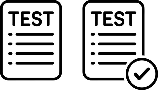 Comparison of completed and incomplete test answer sheets with checkmark indication