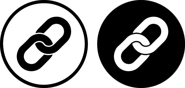 Two contrasting styles of a chain link icon within circular frames