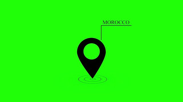 morocco location pin marker animation on transparent on transparent background.digital location pinter with 4k video animation.