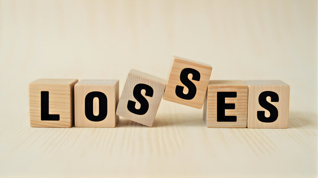 Word blocks spelling out the word Losses, representing financial or personal setbacks