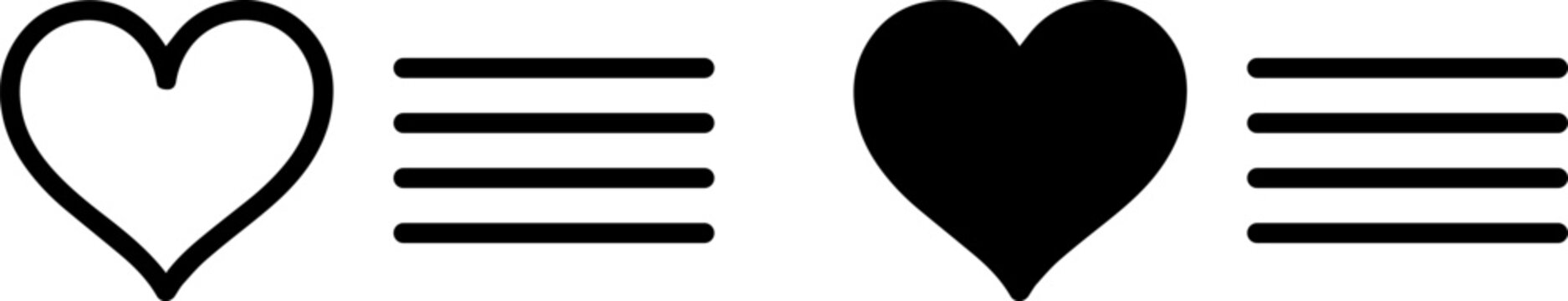 Comparison of filled and unfilled heart shapes with ellipsis indicators