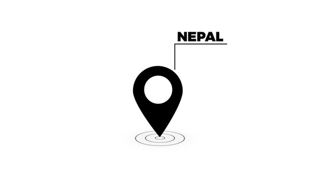 nepal location pin marker animation on transparent on transparent background.digital location pinter with 4k video animation.