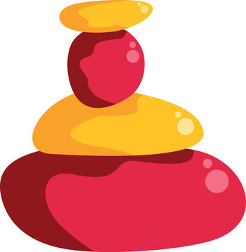 Brightly colored stacked stones forming a balanced zen composition for calm and focus