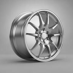 Obraz premium Shiny alloy car wheel rim closeup.