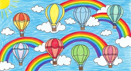 Obraz premium Colorful hot air balloons flying high.