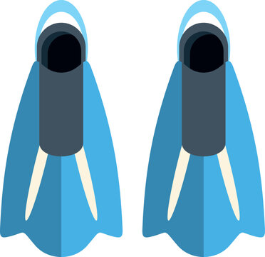 Pair of blue flippers designed for snorkeling, diving, and aquatic sport activities