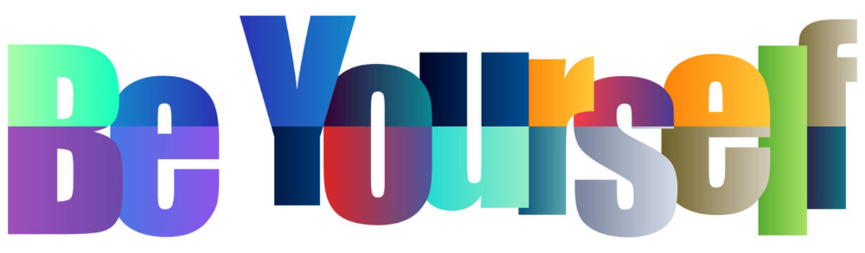 Colorful Gradient Text Design Saying Be Yourself With Transparent Background