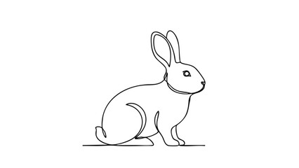 Fototapeta premium Minimalist Rabbit Line Art Vector Illustration - Cute Pet Animal Icon