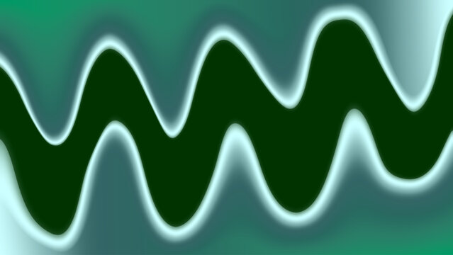 Abstract glowing green teal sinusoidal wave gradient background with fluid oscillation rhythm modern digital artistic design