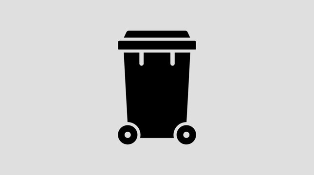 A simple flat vector icon of a large wheeled trash bin.