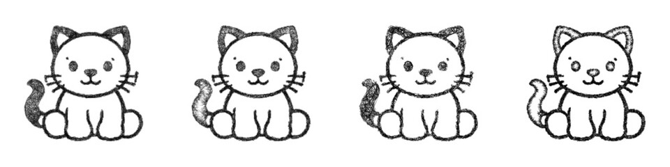 Fototapeta premium Sketch toy cat icon design set