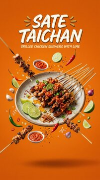 Delicious Sate Taichan - Grilled Chicken Skewers with Lime and Chili.